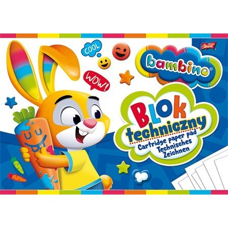 Blok techniczny szkolny A4 biały 10 kartek 190g BAMBINO