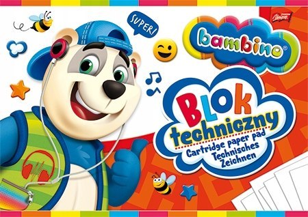 Blok techniczny szkolny A4 biały 10 kartek 190g BAMBINO