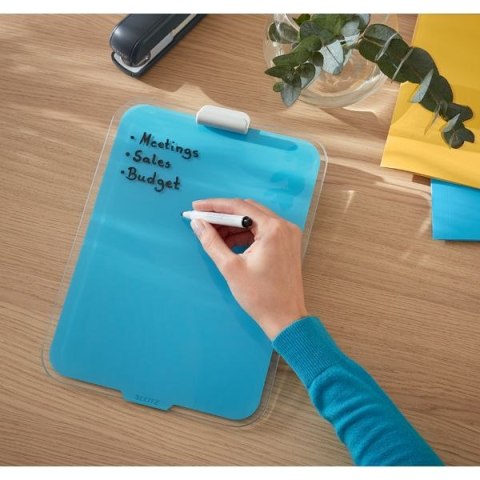 Szklana tabliczka na biurko Leitz Cosy niebieska 39470061 Szklana tabliczka na biurko Leitz Cosy niebieska 39470061