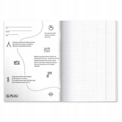 Zeszyt szkolny przedmiotowy A5 60 kartek w kratkę 70g GEOGRAFIA 9577354 HERLITZ