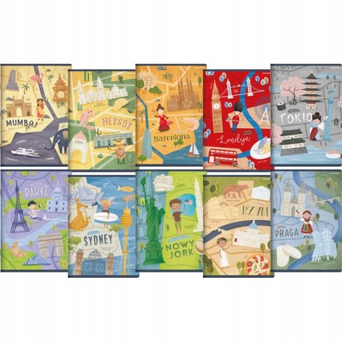 Zeszyt A5 16k linia podwójna kolorowa CITIES OF THE WORLD 400157889 TOP 2000 Zeszyt A5 16k linia podwójna kolorowa CITIES OF THE WORLD 400157889 TOP 2000