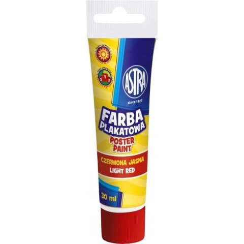 Farba plakatowa w tubkach 30ml szkolna jasno czerwona 83110907 ASTRA