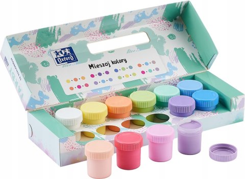 Farby plakatowe szkolne 12 kolorów pastelowych 20ml zestaw 400175578 OXFORD