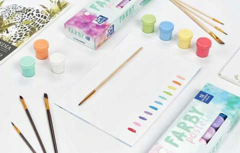 Farby plakatowe szkolne 12 kolorów pastelowych 20ml zestaw 400175578 OXFORD