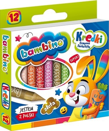 Kredki szkolne z glinki kaolinowej Zestaw 12 kredek BAMBINO St.Majewski