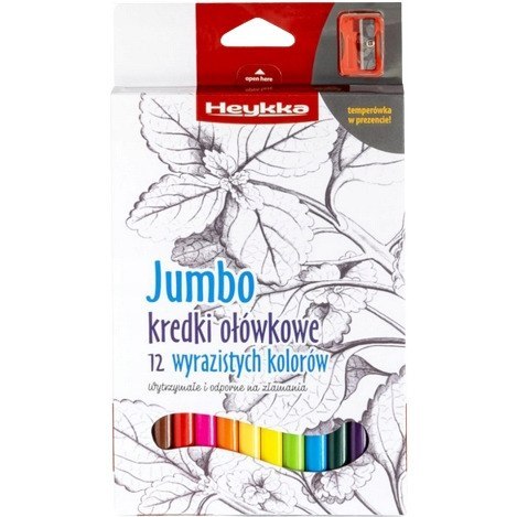 Kredki ołówkowe JUMBO trójkątne z temperówką 12szt. HEYKKA (609001) Kredki ołówkowe JUMBO trójkątne z temperówką 12szt. HEYKKA (609001)