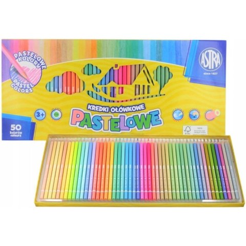 Kredki ołówkowe pastelowe duży zestaw 50 kolorów 312121004 ASTRA