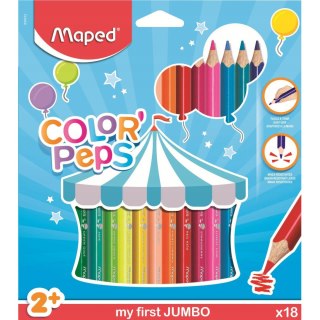 Kredki trójkątne MAPED COLORPEPS JUMBO 18 kolorów 834012