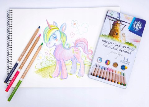 Kredki ołówkowe zestaw 12 kolorów metalowe pudełko 312117001 ASTRA