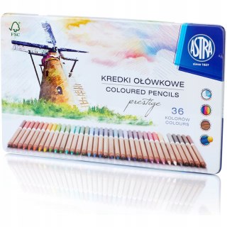 Kredki ołówkowe zestaw 36 kolorów metalowe pudełko 312117003 ASTRA PRESTIGE