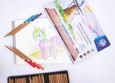 Kredki ołówkowe zestaw 36 kolorów metalowe pudełko 312117003 ASTRA PRESTIGE