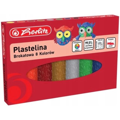 Plastelina szkolna brokatowa Zestaw 8 kolorów 9589003 HERLITZ