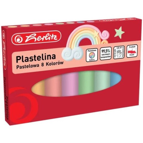 Plastelina szkolna pastelowa Zestaw 8 kolorów 9588880 HERLITZ