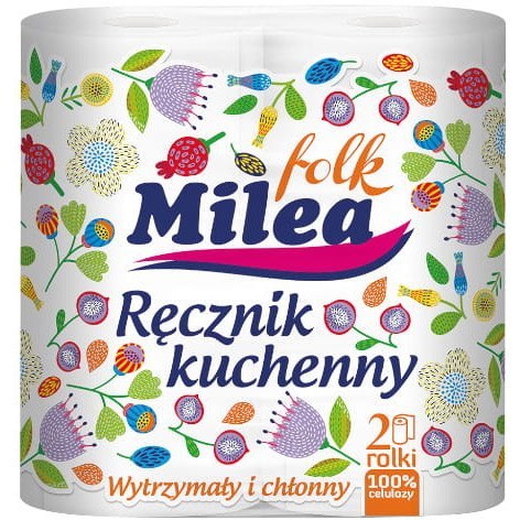 Ręcznik kuchenny (2 sztuki) MILEA FOLK 22,5x20cm 10m 2 warstwy 100% celuloza Ręcznik kuchenny (2 sztuki) MILEA FOLK 22,5x20cm 10m 2 warstwy 100% celuloza