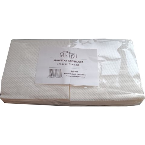 Serwetka papierowa 33x33cm (200 sztuk) 2 warstwy MISTRAL Serwetka papierowa 33x33cm (200 sztuk) 2 warstwy MISTRAL