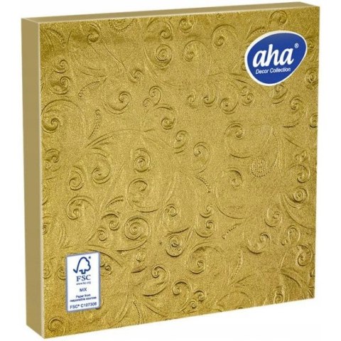 Serwetki złote tłoczone 33x33cm papierowe 15 sztuk na stół ozdobne AHA