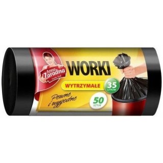 Worki na śmieci 35L wytrzymałe HDLD (50szt) czarne ANNA ZARADNA WNS0516/40