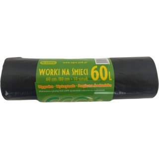 Worki na śmieci 60L LDPE czarne (10szt) 60cm/80cm