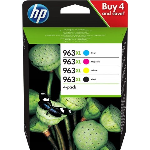 Tusz HP 963XL (3YP35AE) cza+nie+pur+żół (4szt) Tusz HP 963XL (3YP35AE) cza+nie+pur+żół (4szt)