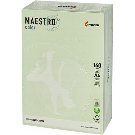 Papier ksero A4 160g MAESTRO COLOR GN27 jasna zieleń pastel 250ark Papier ksero A4 160g MAESTRO COLOR GN27 jasna zieleń pastel 250ark