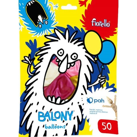 Balony metalizowane mix kolorów 10" (50szt.) FIORELLO 170-2636