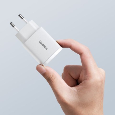 Ładowarka sieciowa 230V 1xUSB-C + 1xUSB-A 3A BASEUS COMPACT CCXJ-B02 biała