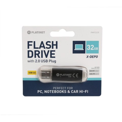 Pamięć USB-A 32GB PLATINET X-DEPO USB 2.0 czarny (40621) Pamięć USB-A 32GB PLATINET X-DEPO USB 2.0 czarny (40621)