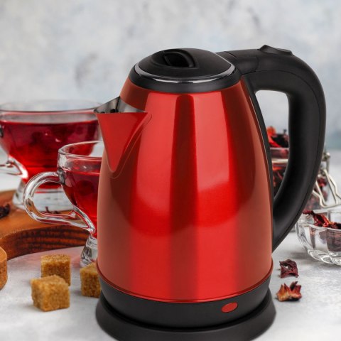 Czajnik elektryczny OMEGA STAINLESS STEEL BRUSHED FINISH INOX RED 1,8l. 1500W (45463) Czajnik elektryczny OMEGA STAINLESS STEEL BRUSHED FINISH INOX RED 1,8l. 1500W (45463)