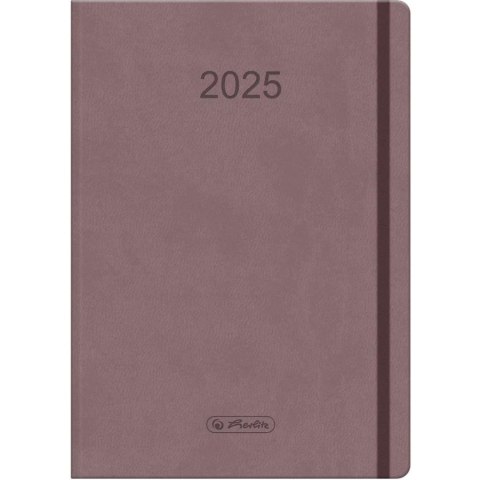 Kalendarz A5 tygodniowy brudny róż z gumką FLEX 2025 9501643 HERLITZ