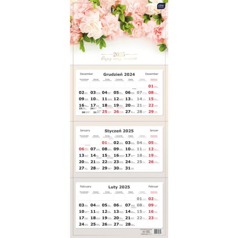 Kalendarz trójdzielny 2026 82,5x34cm Kwiaty INTERDRUK