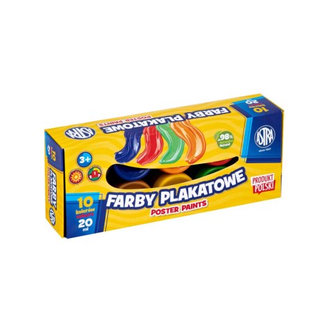 Farby plakatowe zestaw 10 kolorów 20ml szkolne Standard Box 301123044 ASTRA Farby plakatowe zestaw 10 kolorów 20ml szkolne Standard Box 301123044 ASTRA