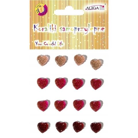 Dżety kryształki samoprzylepne serca 12mm mix kolorów JET-2411 ALIGA