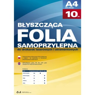 Folia samoprzylepna A4 biała do drukarek laserowych (10ark) 434011 ARGO
