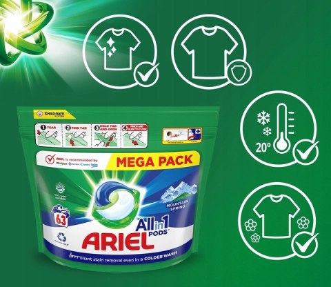 Kapsułki do prania ARIEL ALL IN 1 PODS white (63szt)