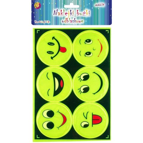 Naklejki buźki odblaskowe śr.7cm (6 szt) NKB-5824 ALIGA
