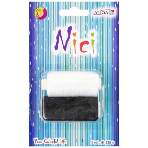 Nici czarna i biała 2szt. x 330m NIT-0292 ALIGA Nici czarna i biała 2szt. x 330m NIT-0292 ALIGA