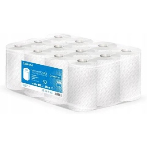 Ręcznik papierowy AFH VELVETCare rola MINI 52m biały (12 rolek) 2 warstwy celuloza 5220116
