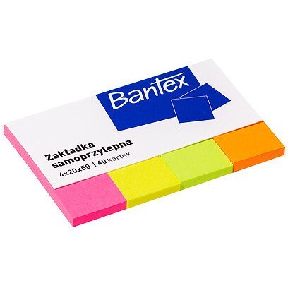 Zakładki indeksująca samoprzylepne 20x50mm Zestaw 4 kolory x 40 szt. neonowe 400086402 BANTEX Zakładki indeksująca samoprzylepne 20x50mm Zestaw 4 kolory x 40 szt. neonowe 400086402 BANTEX