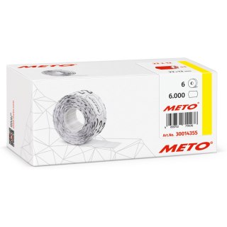 Etykiety cenowe w rolce do metkownicy jednorzędowej 22x12 mm, (6 sztuk) czerwone neon faliste, trwały klej, METO M30014355