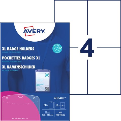 Holder na identyfikatory A6 105x148mm ze smyczą (50 sztuk+52 wkłady) 4834XL AVERY