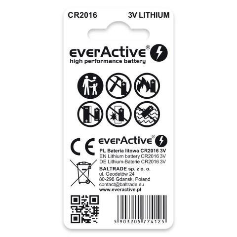 Bateria EVERACTIVE CR2016 litowa blister (2szt)