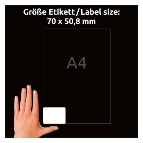Etykiety białe 70x50,8mm (25 arkuszy = 250 etykiet) usuwalne L4738REV-25 AVERY ZWECKFORM