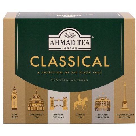 Herbata AHMAD Black Tea Selection czarna (60 torebek) (EARL GREY, ENGLISH No.1, DARJEELING, ENGLISH BREAKFAST,CEYLON,DECAFFEINAT Herbata AHMAD Black Tea Selection czarna (60 torebek) (EARL GREY, ENGLISH No.1, DARJEELING, ENGLISH BREAKFAST,CEYLON,DECAFFEINAT