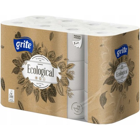Papier toaletowy GRITE Ecological (24 rolki) 3 warstwy 135 listków Papier toaletowy GRITE Ecological (24 rolki) 3 warstwy 135 listków