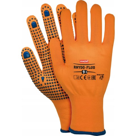Rękawice REIS RNYDO-FLUO P poliestrowe nakrapiane pcv pomarańczowe fluorescencyjne roz.8/M Rękawice REIS RNYDO-FLUO P poliestrowe nakrapiane pcv pomarańczowe fluorescencyjne roz.8/M
