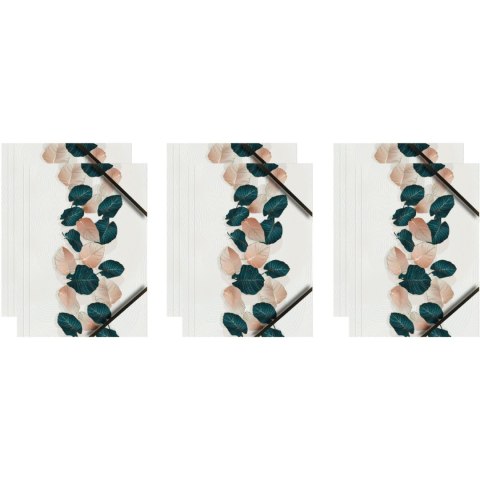 Teczka kartonowa A4 z gumką narożną LIŚCIE NA BIAŁYM TLE BT601-B2 TETIS