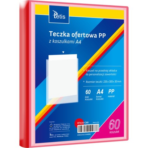 Teczka ofertowa A4 PP 60 koszulek CZERWONA BT630-C60 TETIS