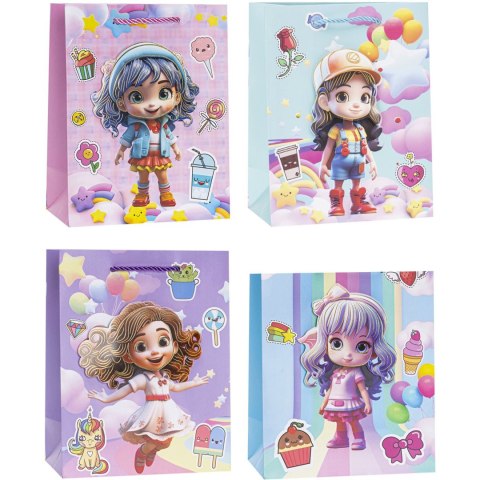 Torebka prezentowa 26x32x10cm dla dziewczynek TD-24081-3D-A4 ROZETTE