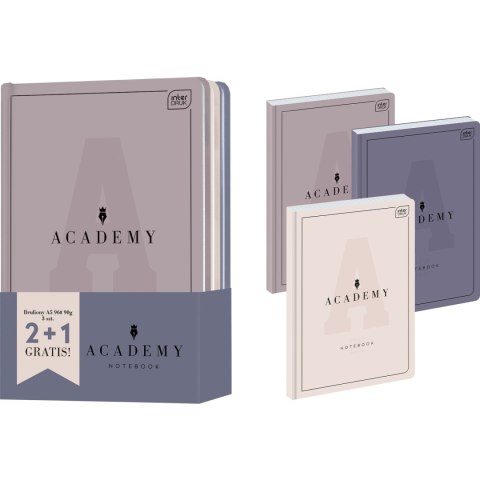 Brulion A5 96k kratka ACADEMY 2+1 gratis mix okładek INTERDRUK