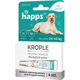 Krople na pchły i kleszcze dla dużych psów 20 - 40kg HAPPS Herbal
